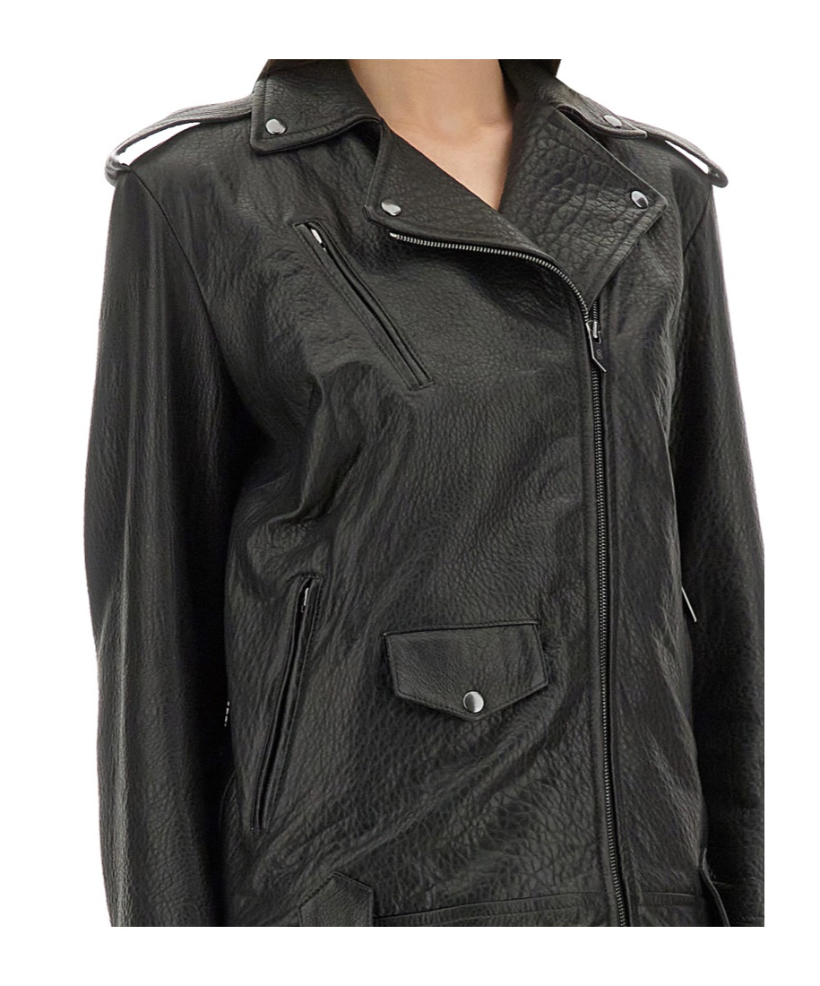 Salvatore Santoro Classic Biker Jacket With Zip Closure In Black