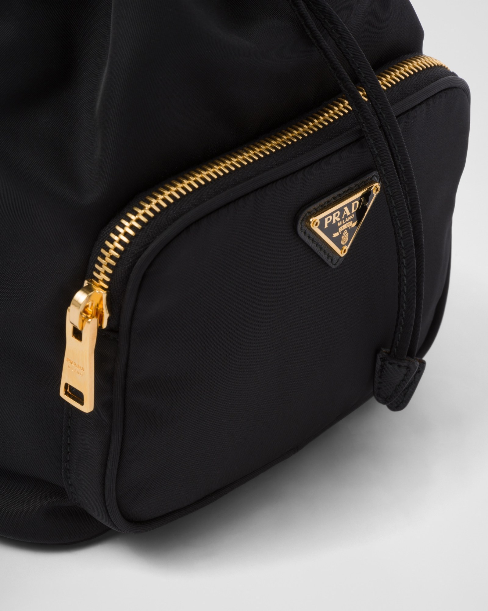 Prada Black Duet Re-nylon Brand-plaque Recycled-polyamide Bucket Bag In Black