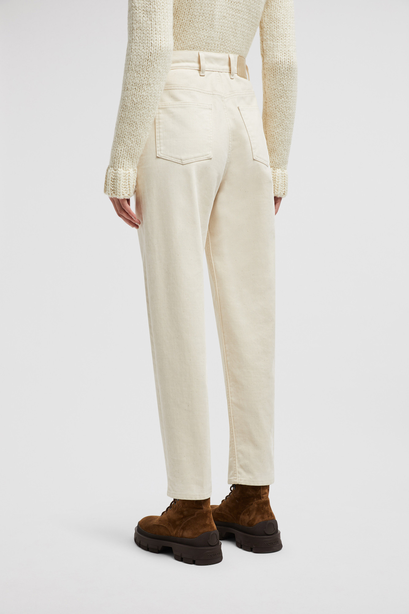 Moncler Belt-loop Three-quarter Jeans In White