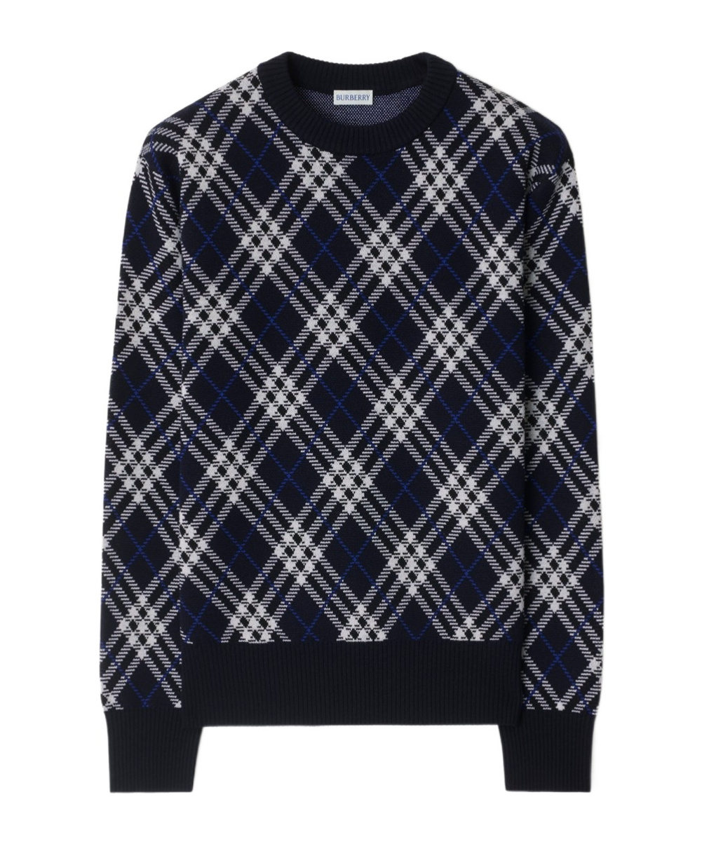 Burberry Check-pattern Wool Blend Sweater Men