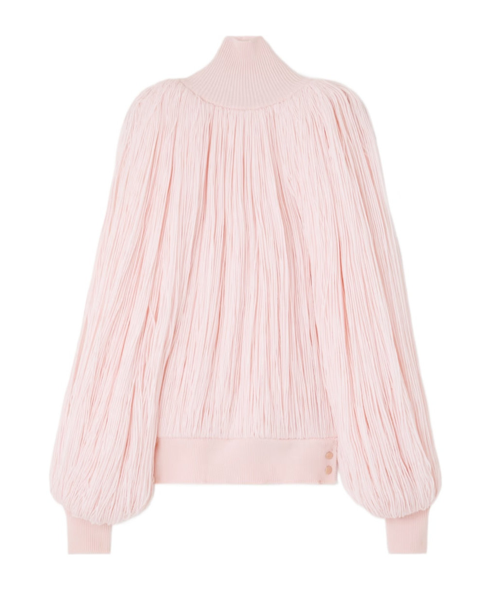Alaïa Turtleneck Fringed Wool-blend Top In Pink