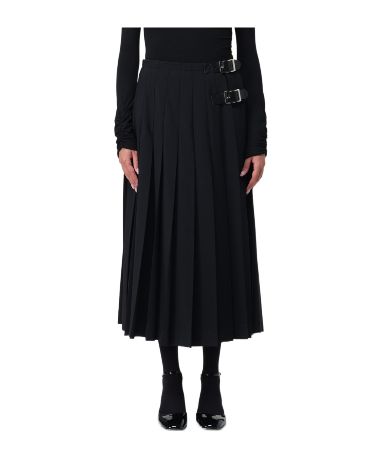 Ermanno Scervino Pleated Maxi Skirt With High Waist In Black