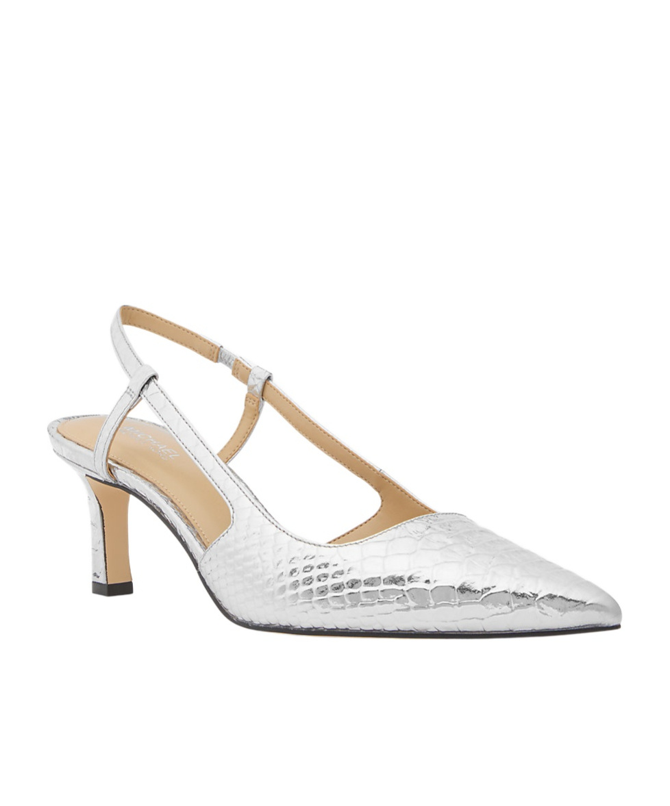 Michael Michael Kors Alora Metallic Snake Embossed Leather Slingback Pump