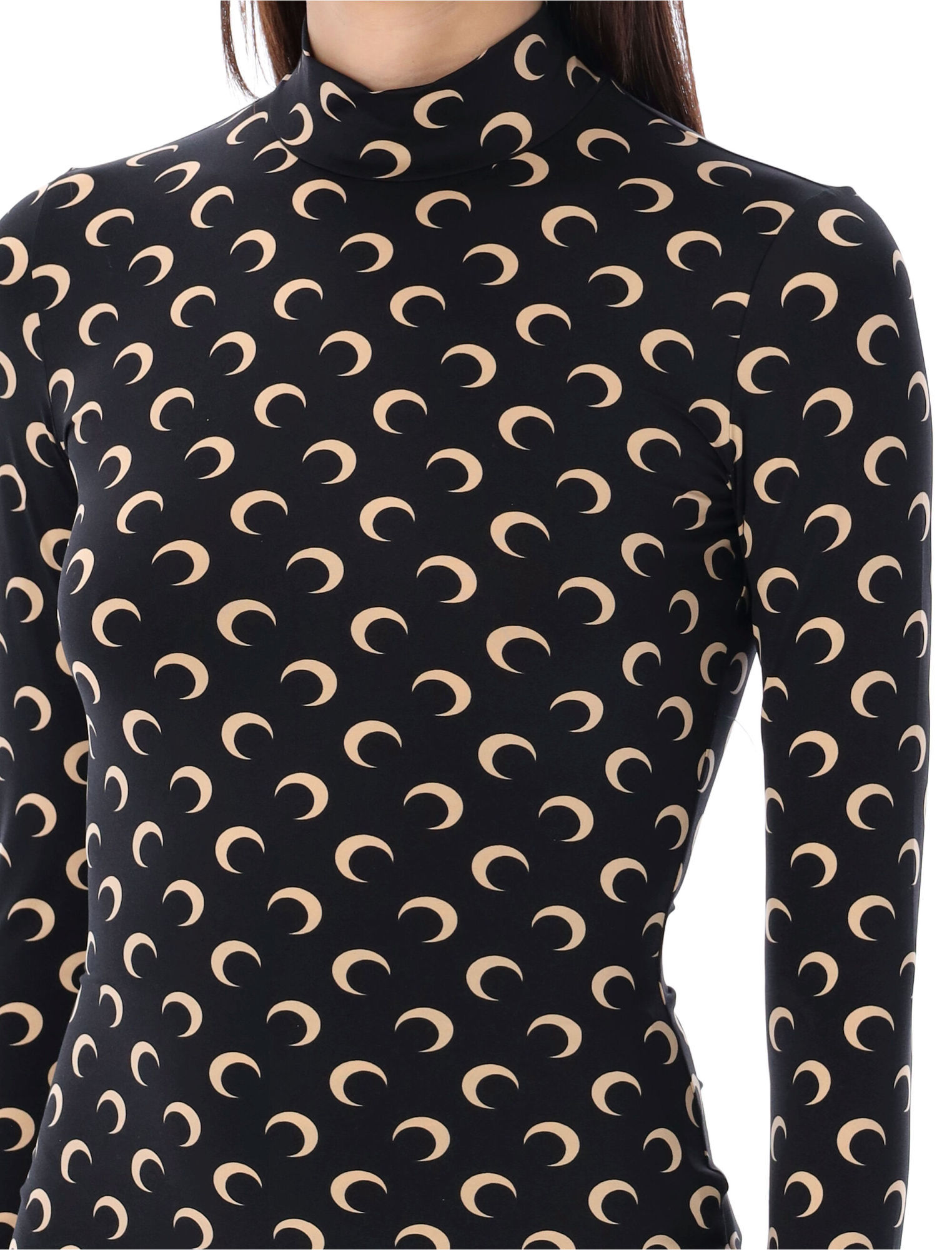 Marine Serre Regenerated All Over Moon Jersey Second Skin Top Clothing In Black