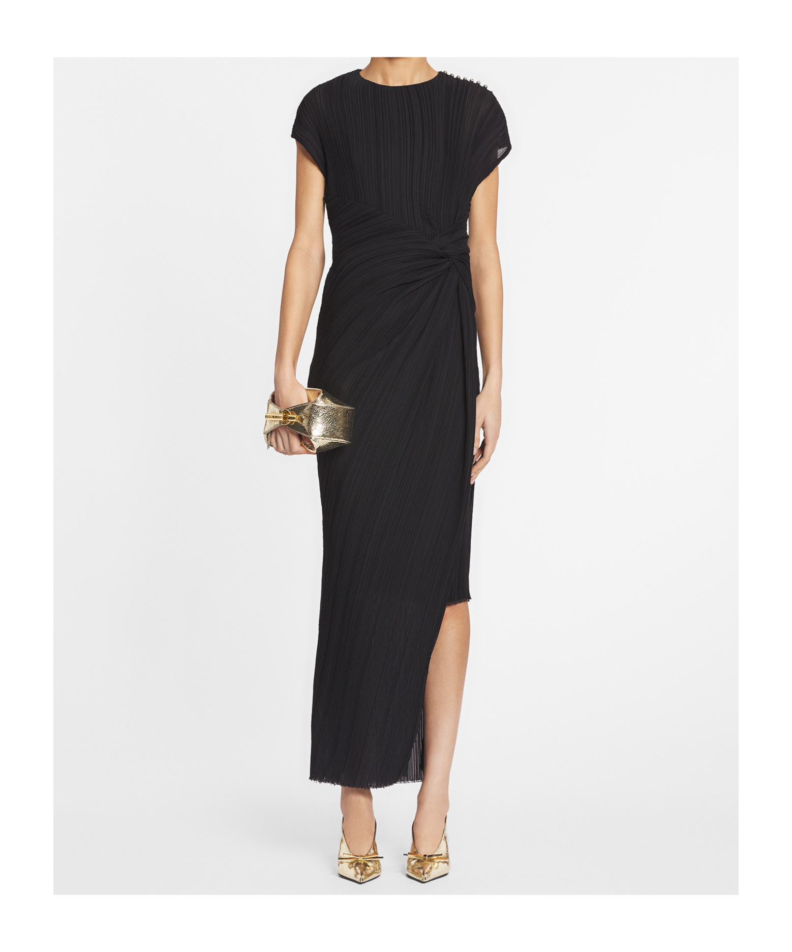 Lanvin Twist-detailing Midi Dress In Black