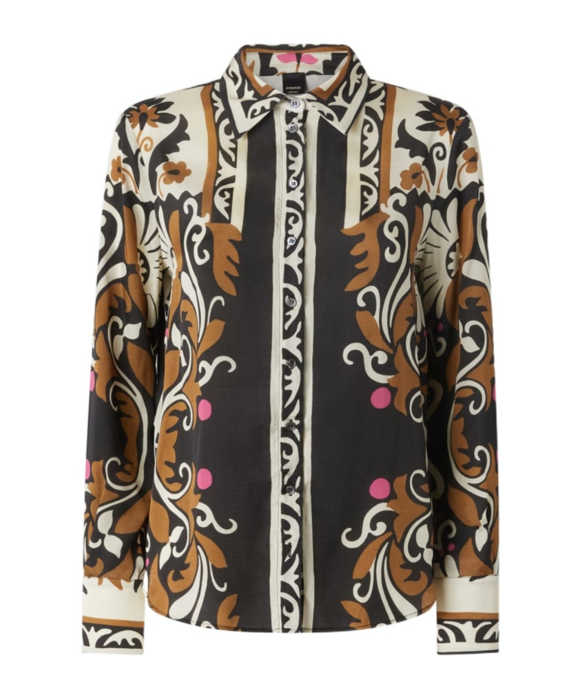 Pinko Shirt With Ornamental Floral Print In Black