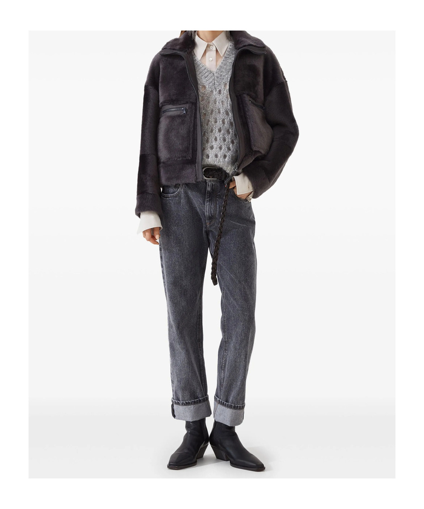 Brunello Cucinelli 3d Diamond Net Grey Silk Vest In Gray