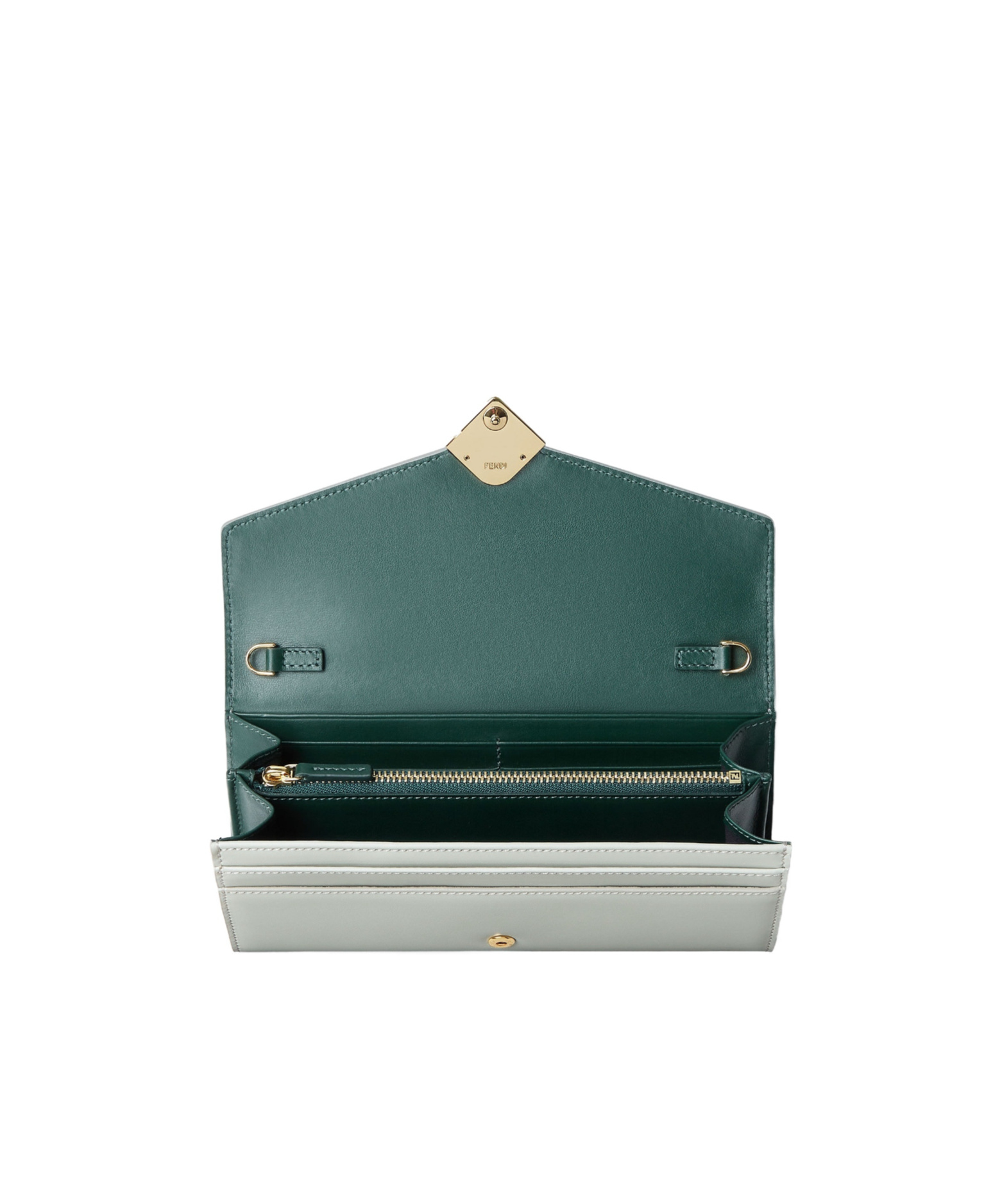 Fendi Ff Diamonds Continental Wallet On Chain Accessories In Green