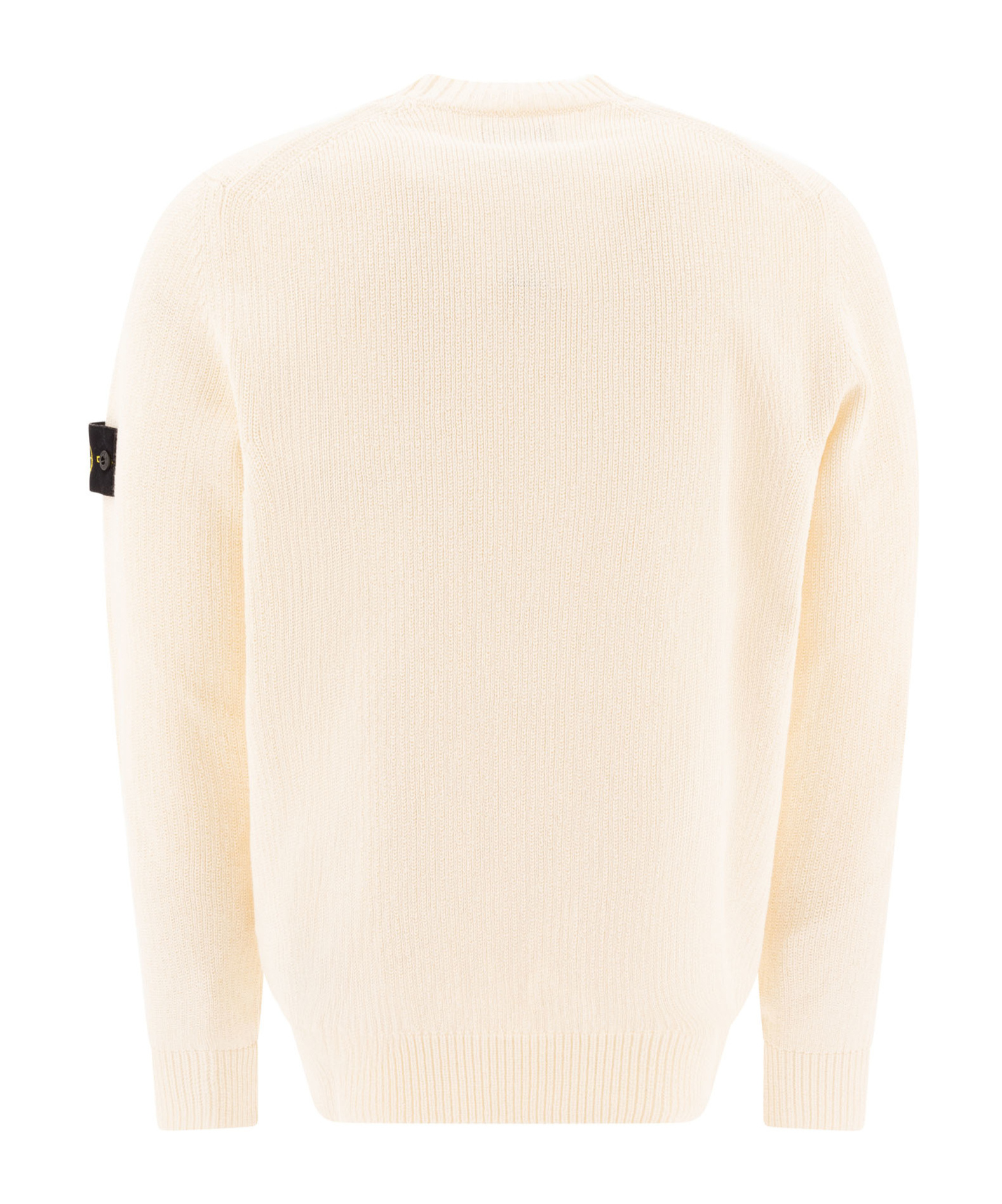 Stone Island Ivory Wool Blend Crewneck Sweater In White