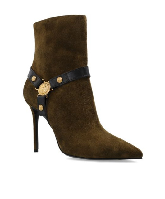Shop Balmain 105mm Pointed Suede Ankle Boots In Black