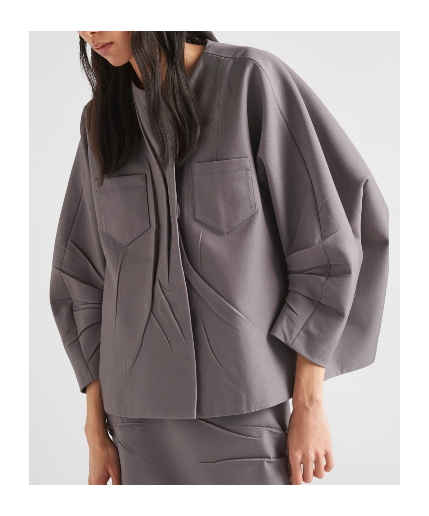 Shop Prada Long-sleeved Crewneck Jacket In Gray