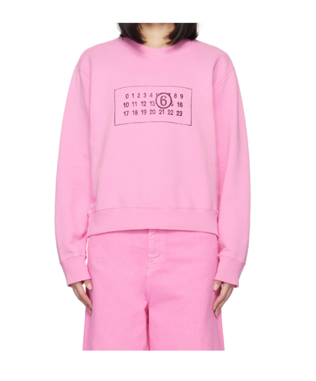 Shop Mm6 Maison Margiela Cotton Jersey Numbers Sweatshirt In Pink