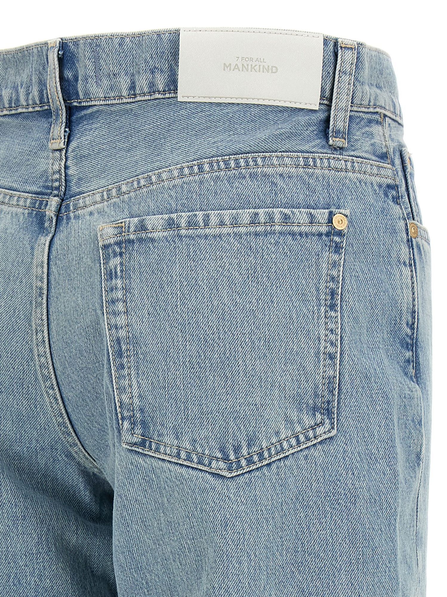 7 For All Mankind Faded Wash Five-pocket Denim Trousers In Blue