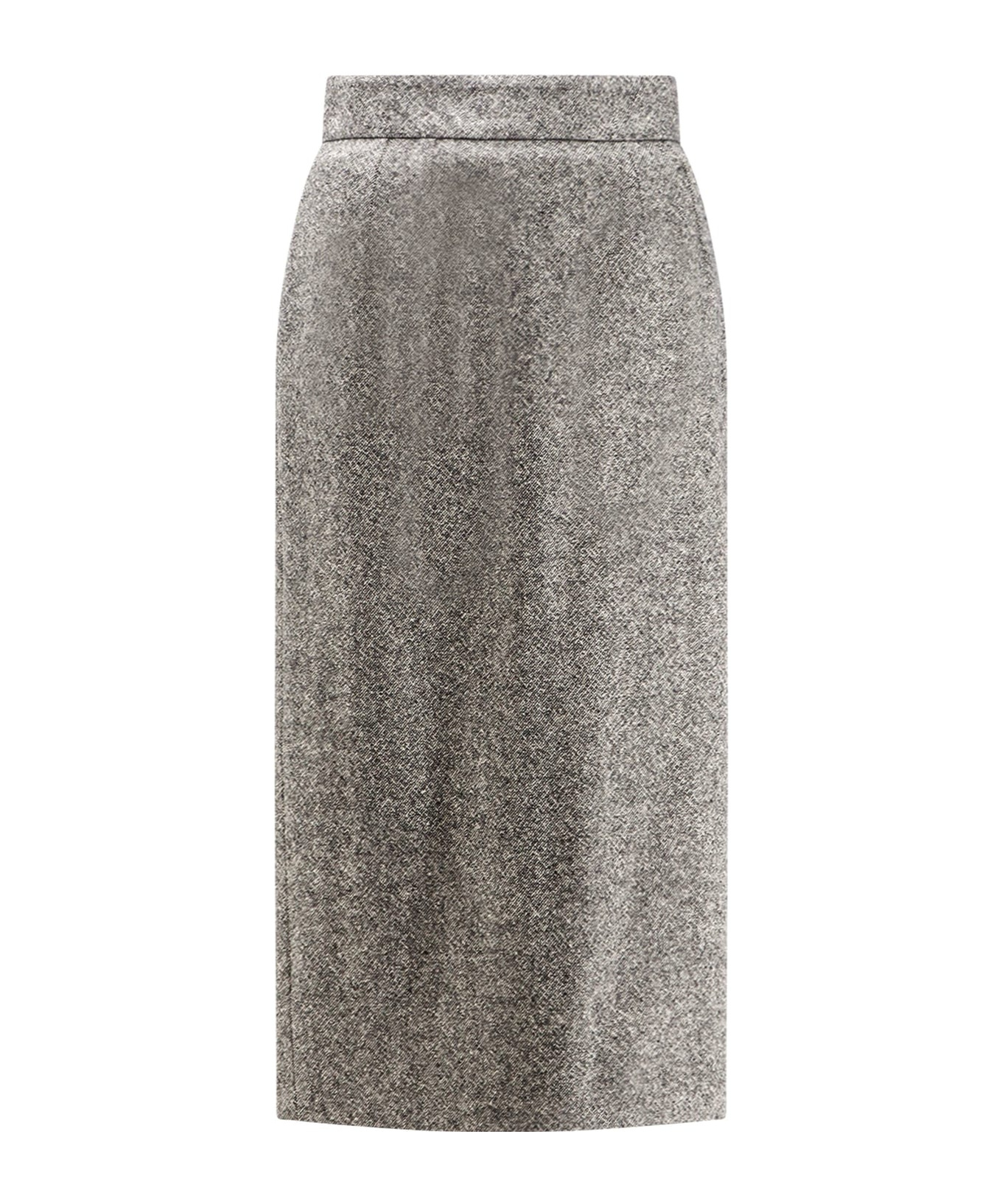 Dolce & Gabbana High-waisted Textured Midi Pencil Skirt In Gray