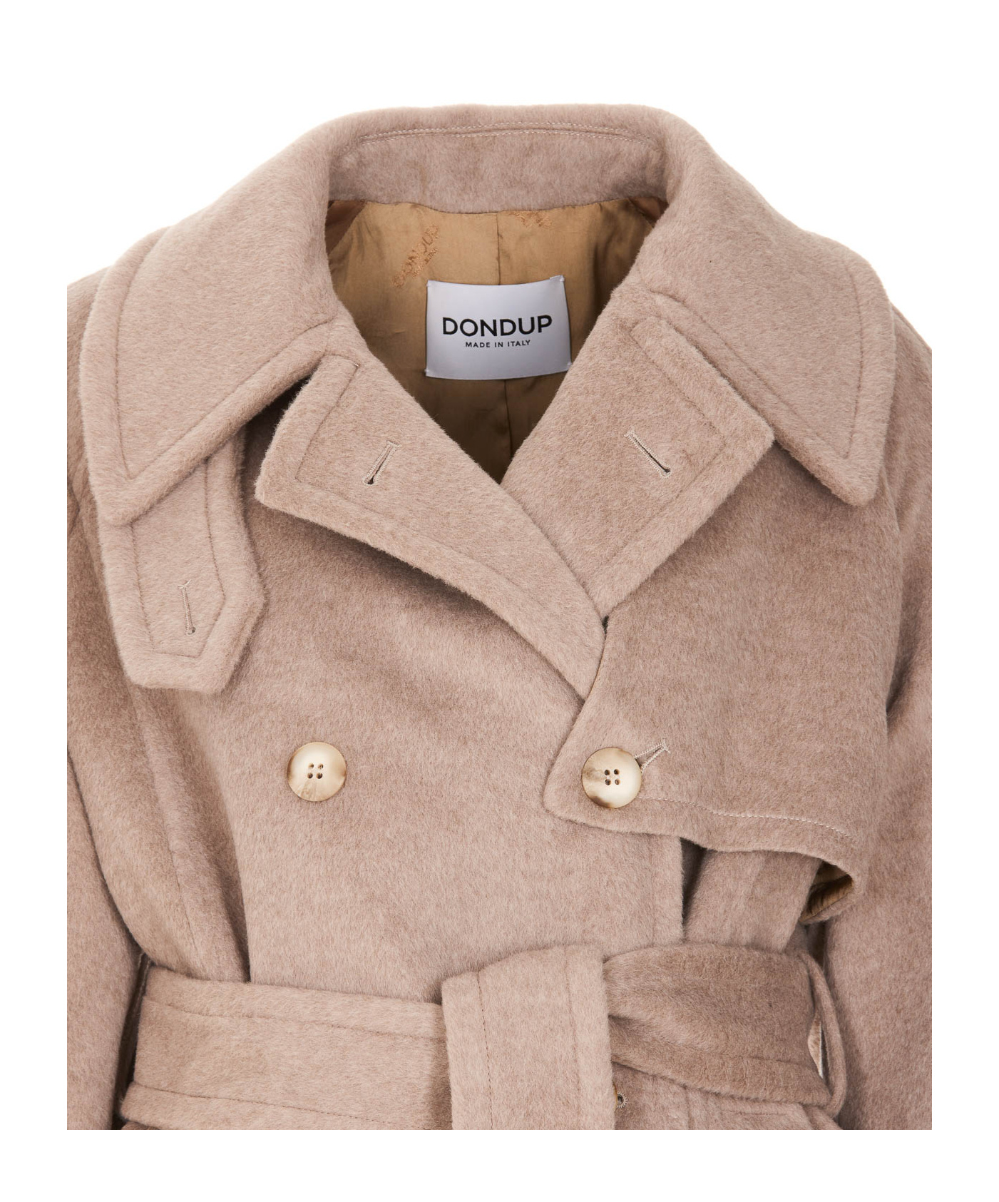 Dondup Double-breasted Coat In Nude