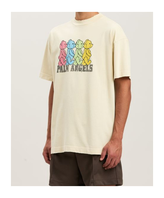 Shop Palm Angels Crossroads Bears Printed Crewneck T-shirt In White
