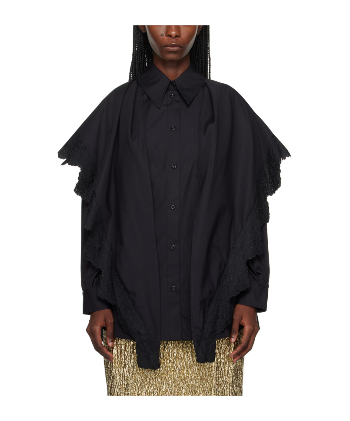 Simone Rocha Black Pointed Collar Shirt In Black