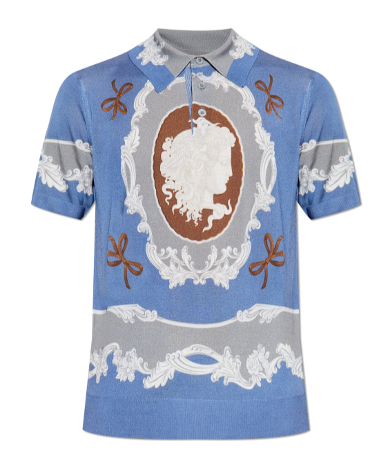 Versace Medusa-motif Polo Shirt In Blue