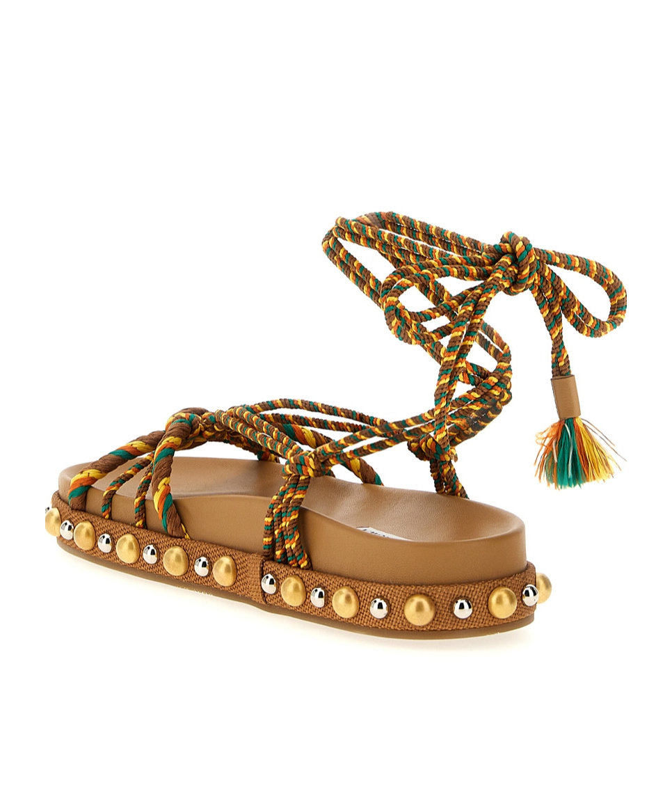 Aquazzura Exotic Rope Tassel Sandals In Multicolor