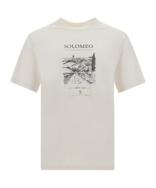 Brunello Cucinelli Grey Cotton Jersey Milano T-shirt In White