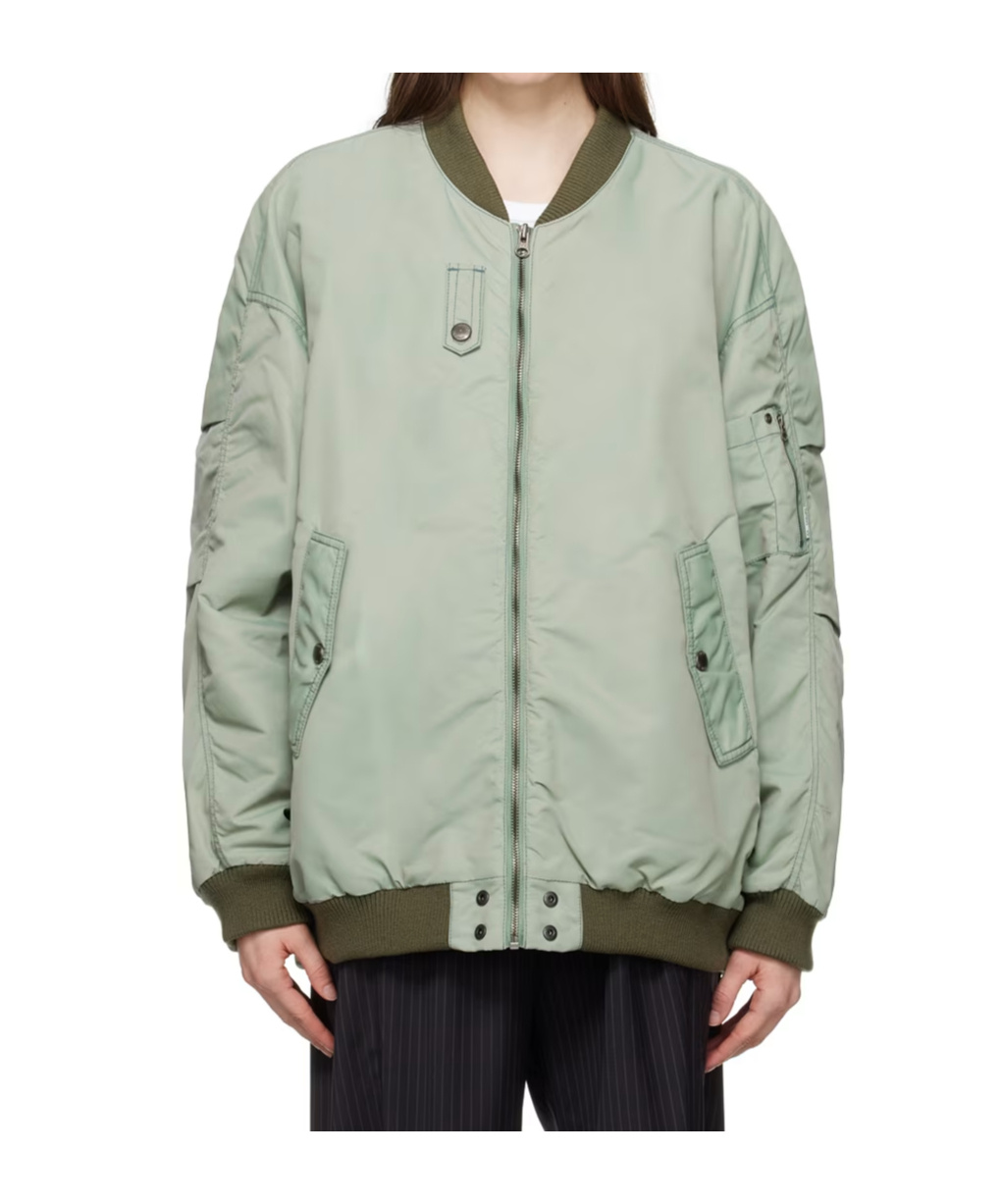 Open Yy Oversized Bomber Jacket In Green