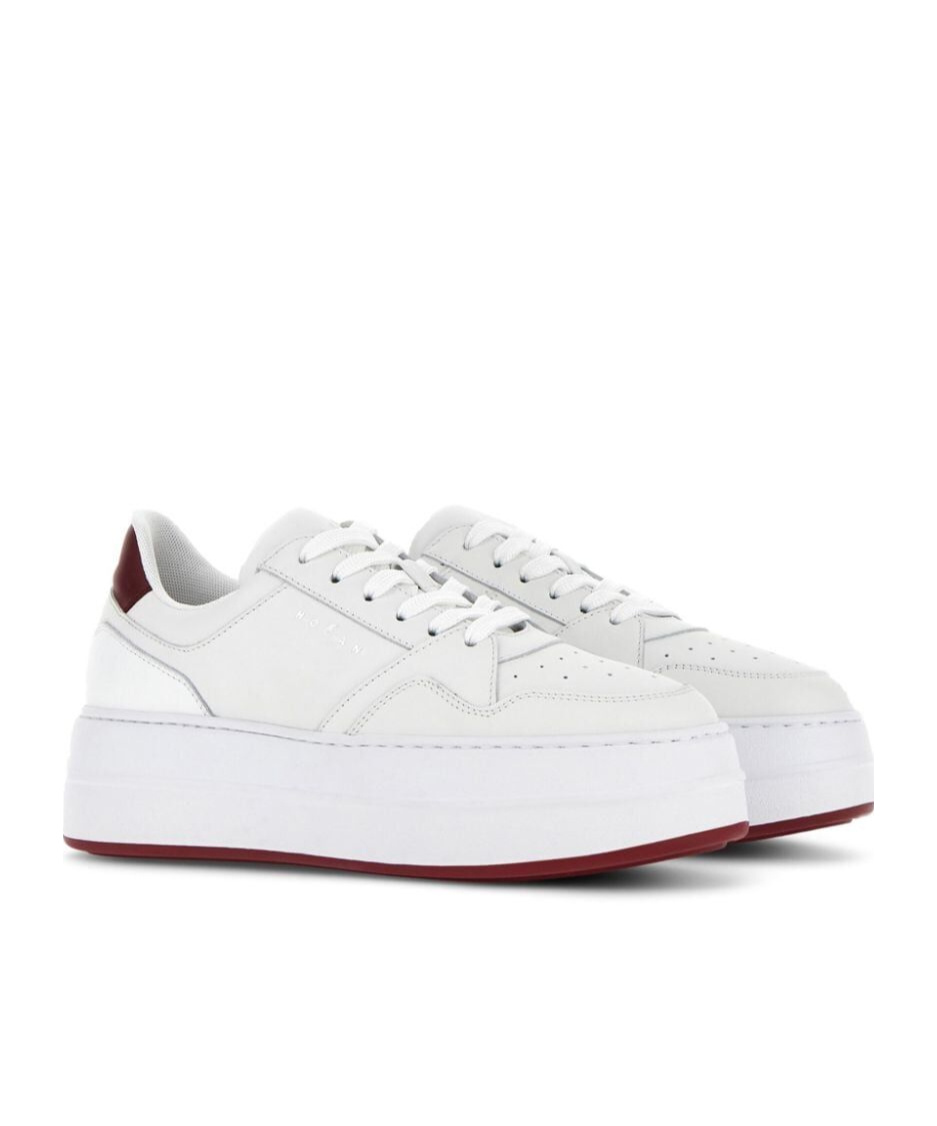 Hogan Skyscraper Platform Sneakers Featuring Perforated Detailing In White