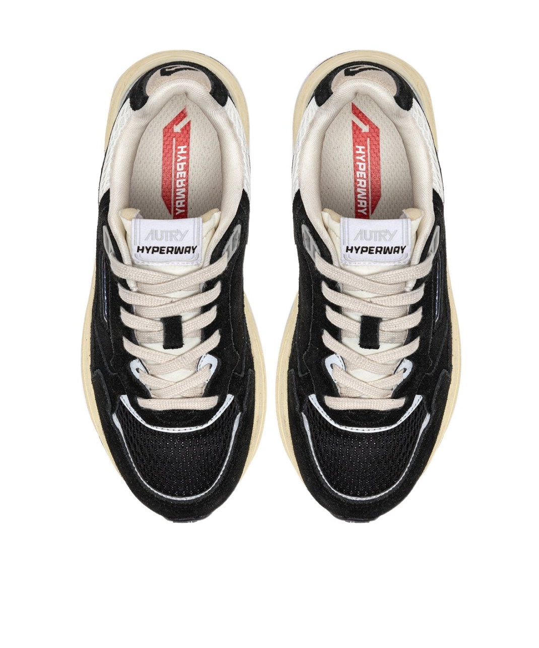 Autry Hyperway Black Low Top Sneakers With Logo Patch On Tongue And Side In Suede And Mesh Woman In Black