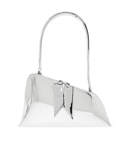 Attico Silver Sunrise Shoulder Bag In White