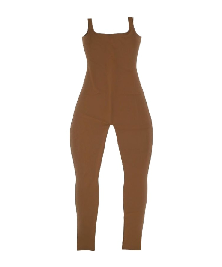 Entire Studios Square Neck Fitted Jumpsuit In Brown