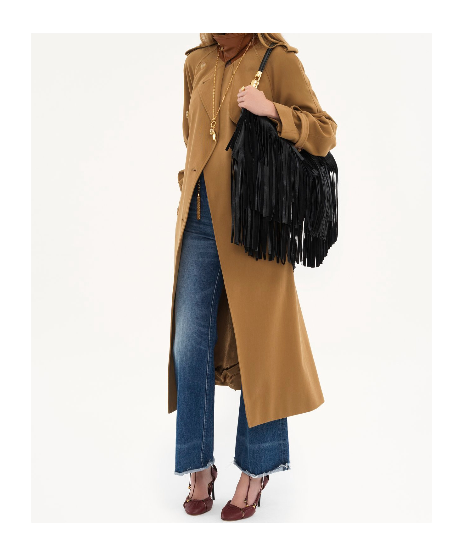 Chloé Double-breasted Leather-trimmed Cotton-gabardine Trench Coat In Brown