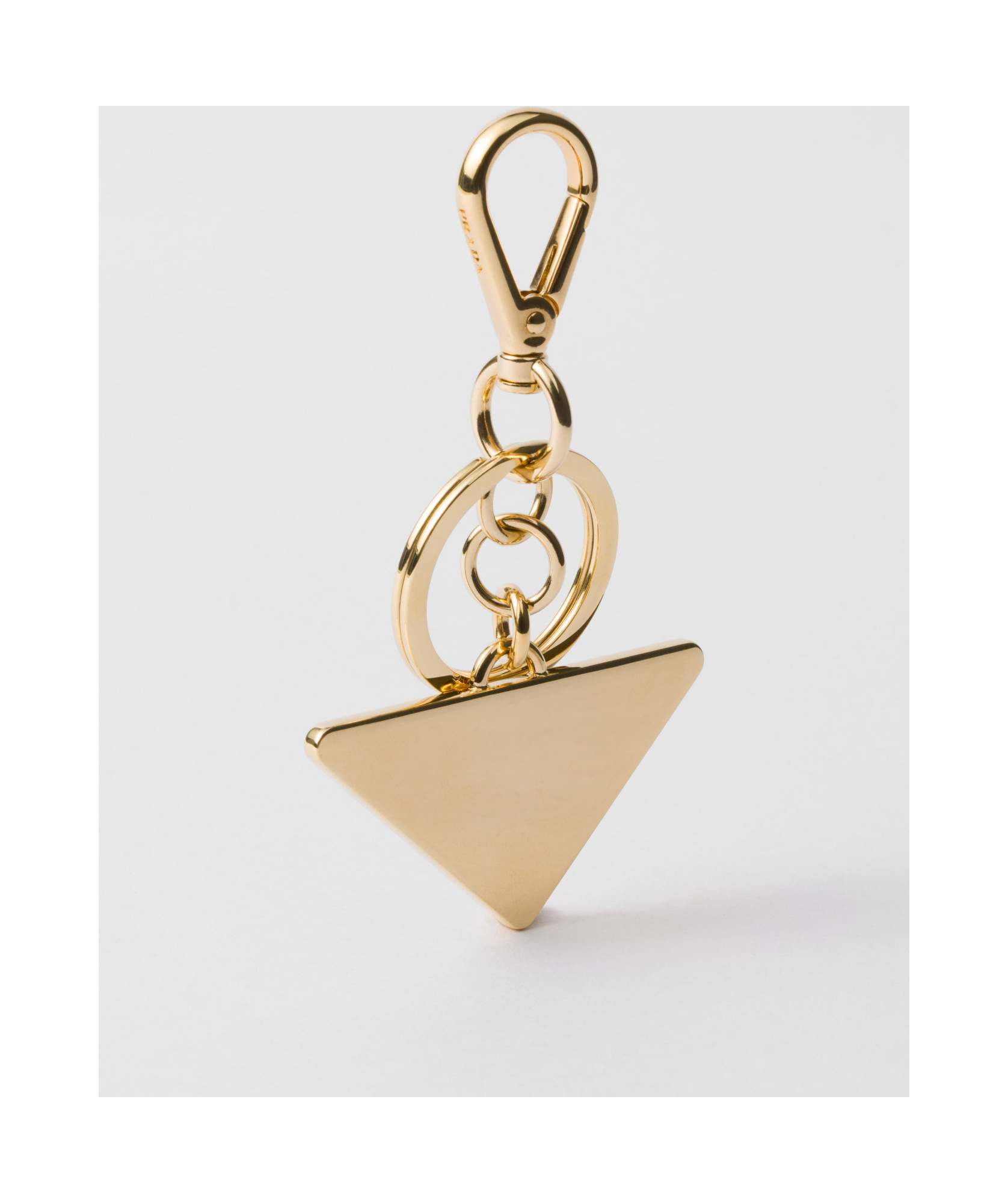 Prada Women Portachiavi Logo Triangolo Saffiano In Green