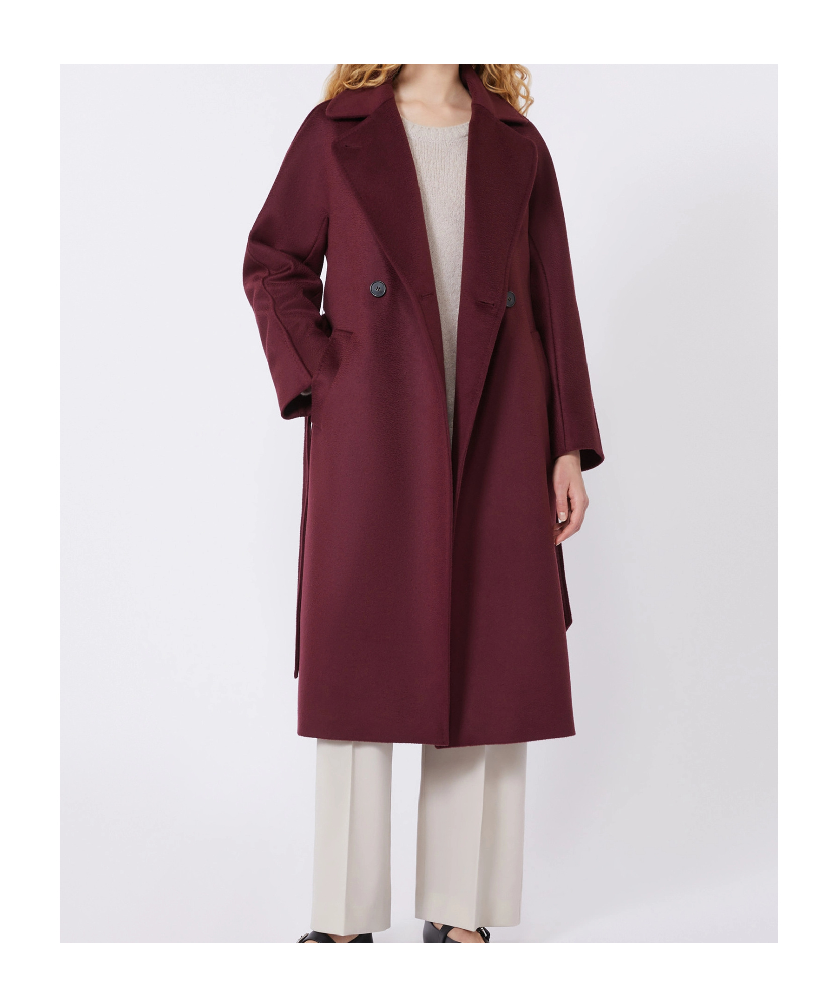 Weekend Max Mara Wool Robe Coat - Bordeaux In Burgundy