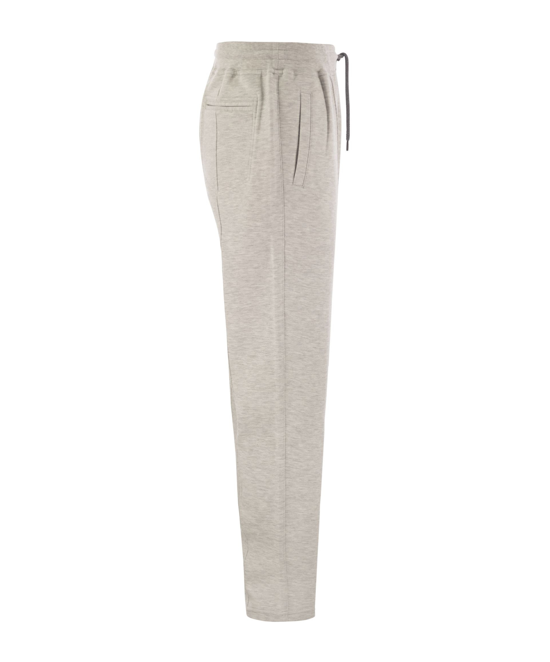 Brunello Cucinelli Pearl Grey Cotton Fleece Trousers In Nude