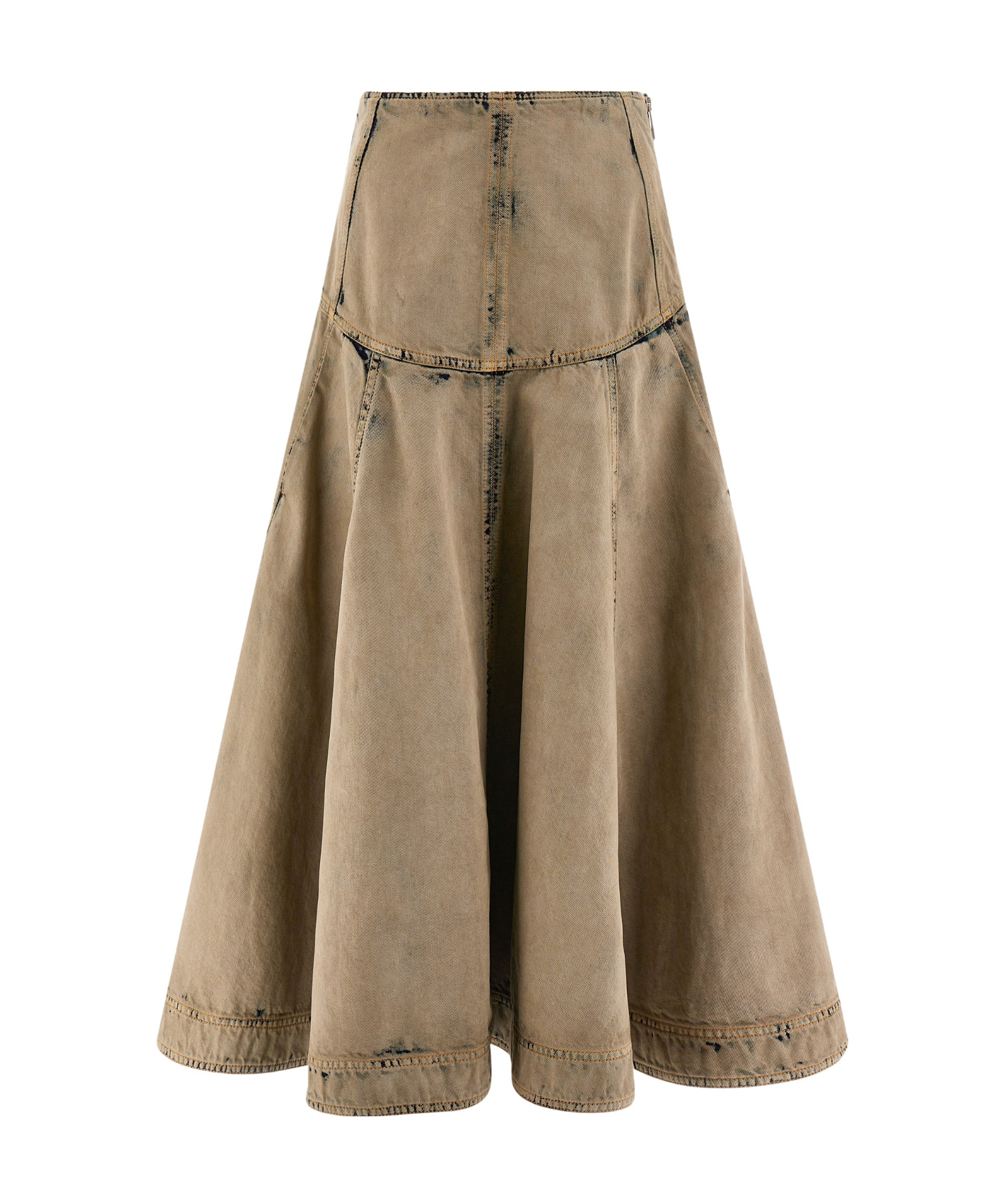 Ferragamo Flared Denim Skirt In Brown