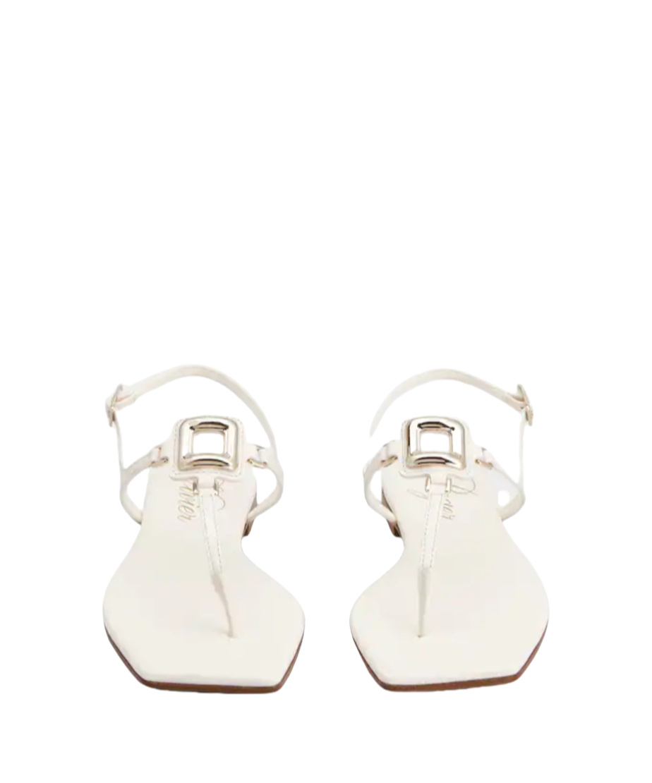 Roger Vivier Viv By The Sea Metallic T-strap Sandal In White