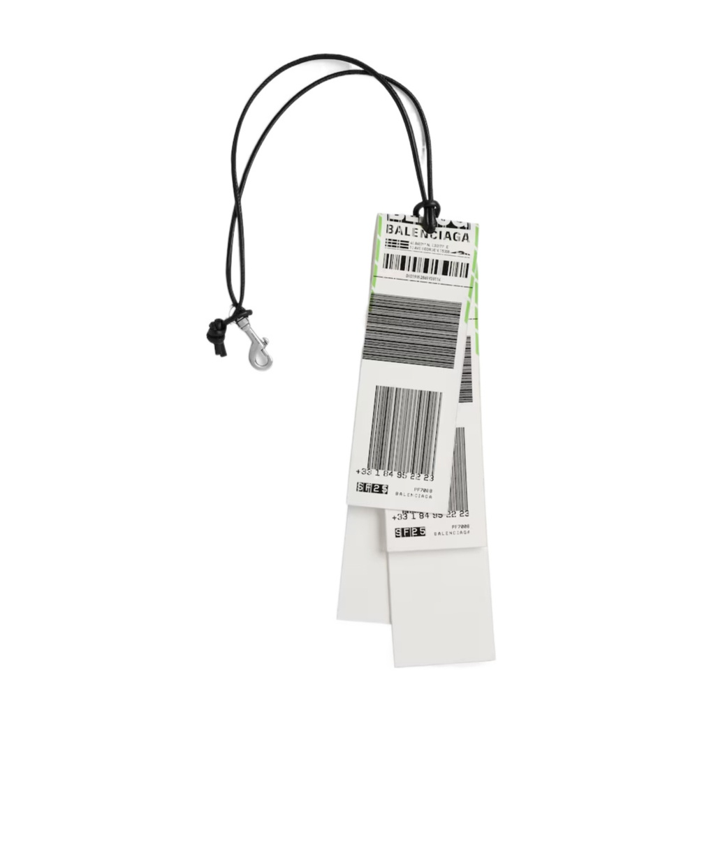 Balenciaga Charm/keychain Baggage Sticker In White/black/green