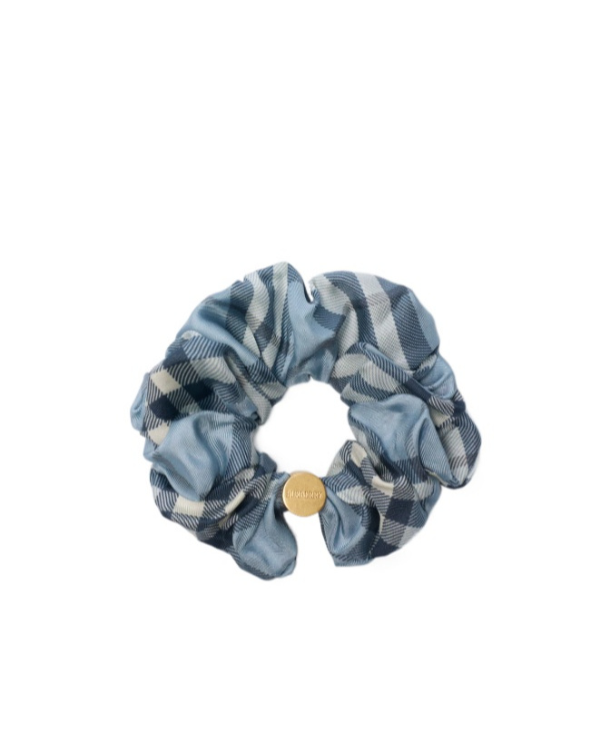 Burberry Silk Scrunchie With Check In Blue