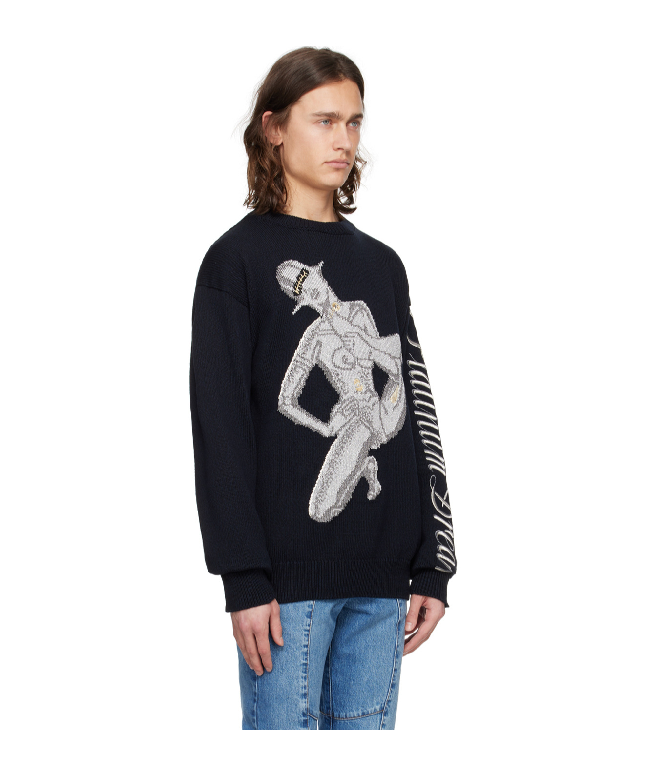 Stella Mccartney Black Embroidered Sweater In Black