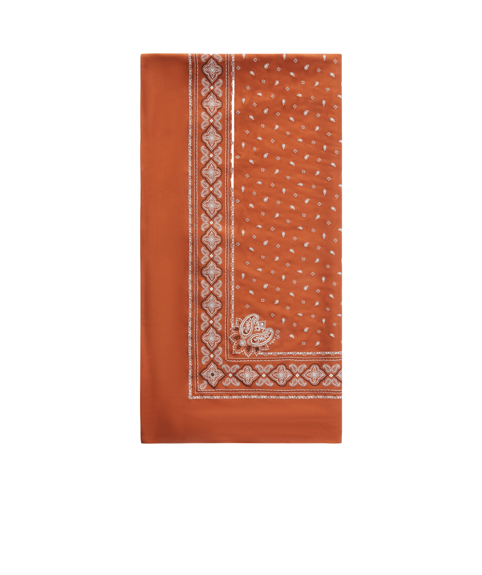 Pinko Intricate Patterned Orange And White Viscose Scarf In Brown