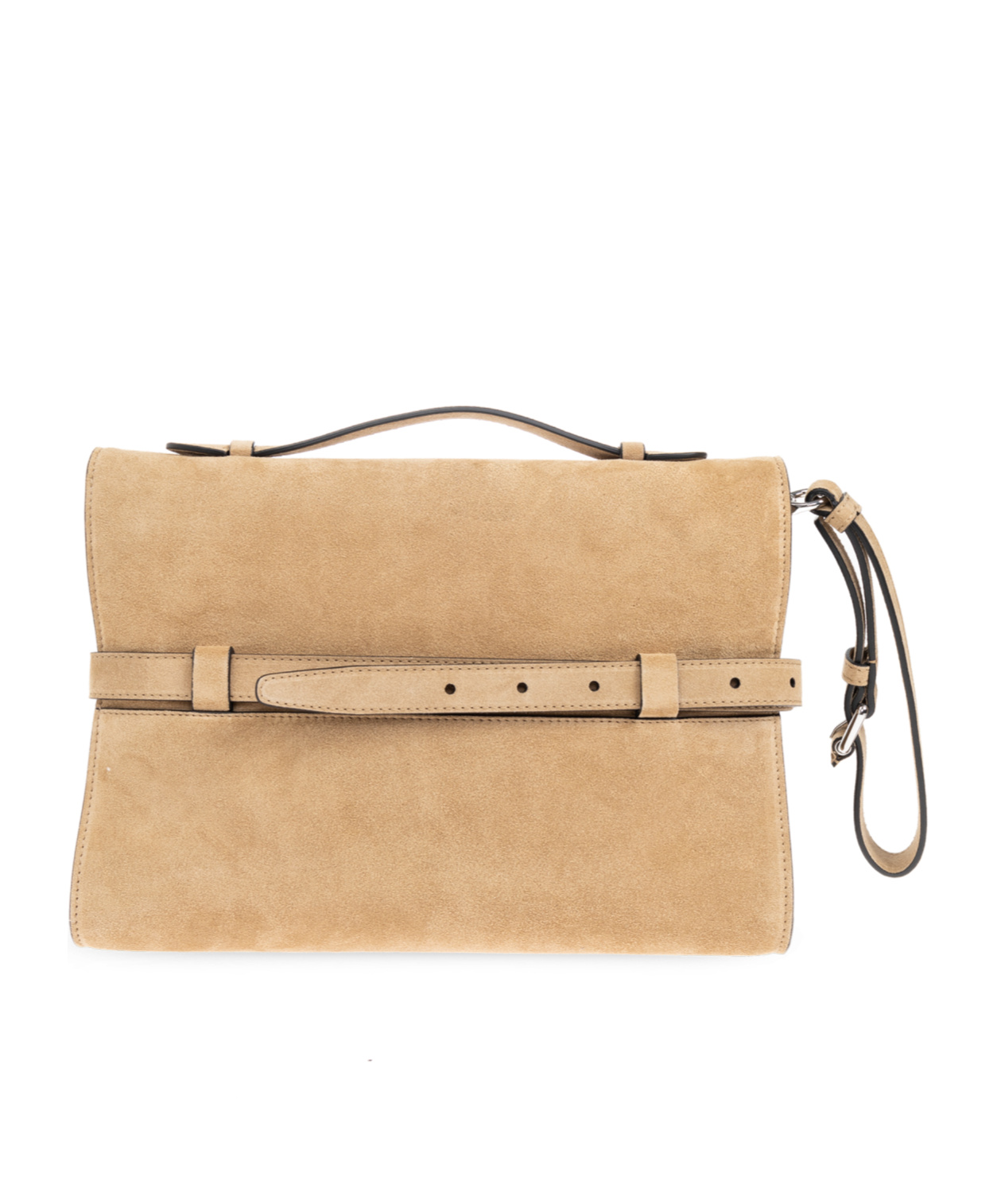 Moschino Tie Me Suede Top Handle Bag In Neutral