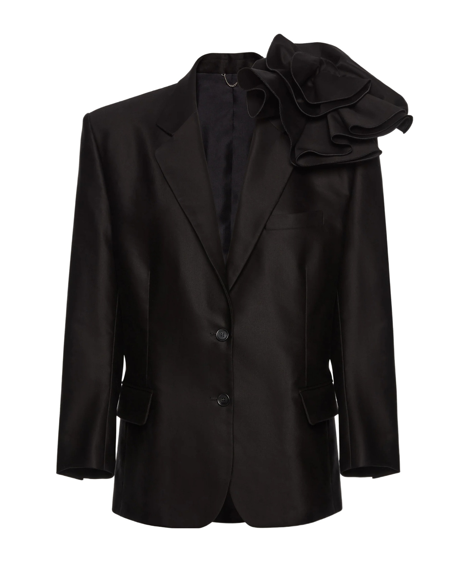 Magda Butrym Classic Flower Appliqué Blazer In Black In Black