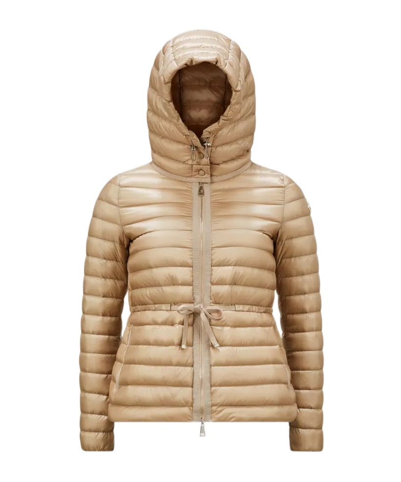 Moncler Raie Packable Hooded Short Down Jacket Beige In Nude
