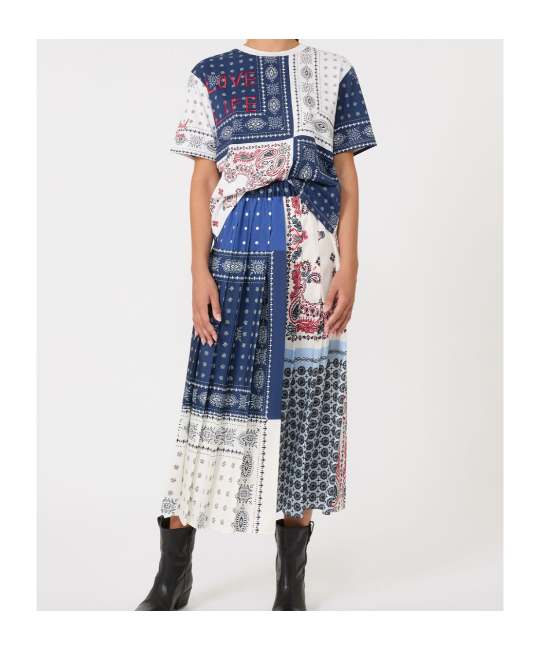Weekend Max Mara Luna Patchwork Maxi Skirt In Blue