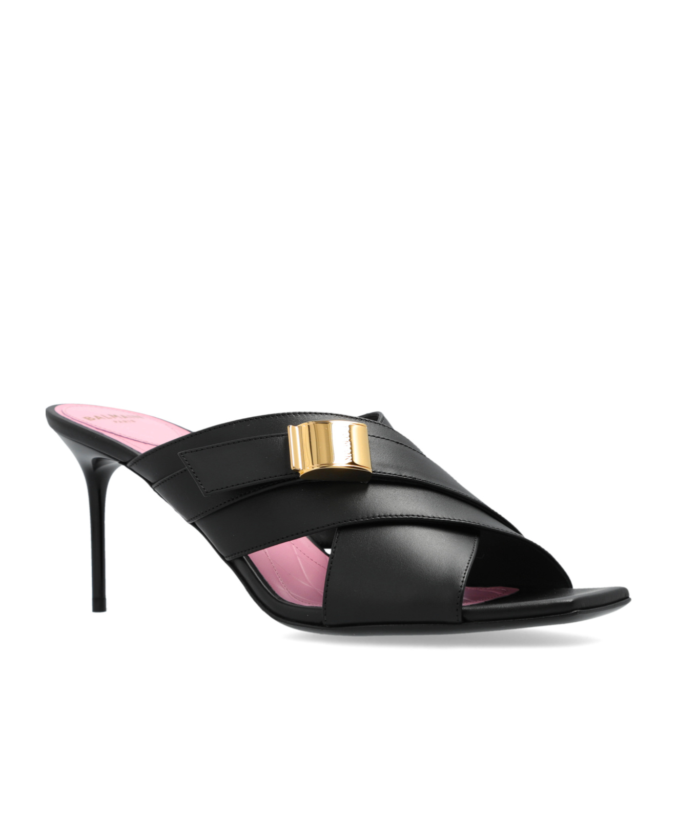 Balmain Crossover 75mm Leather Mules In Black