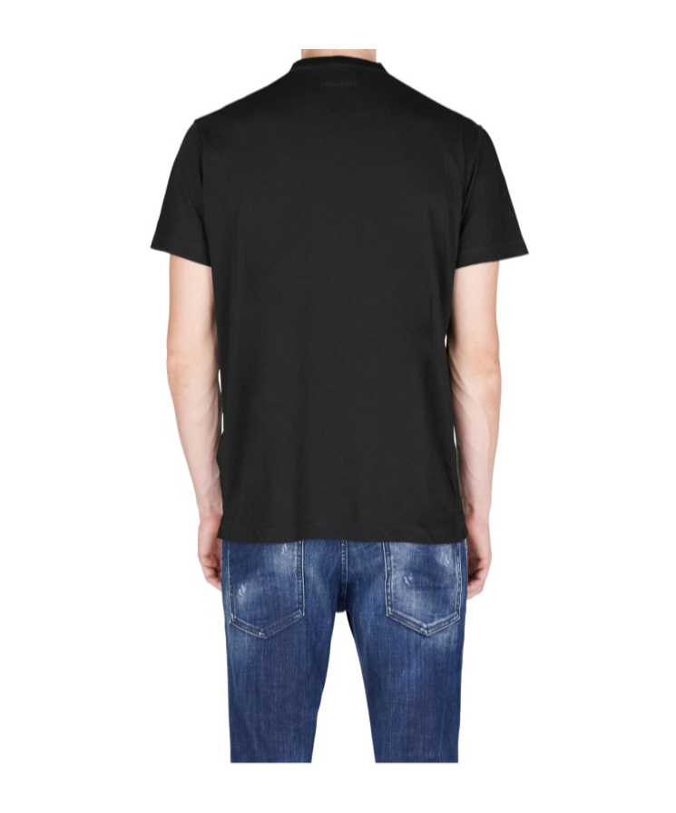 Dsquared2 Crew Neck Graphic Print Slogan T-shirt In Black