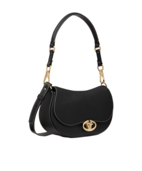Valentino Medium Ohval Leather Shoulder Bag In Black