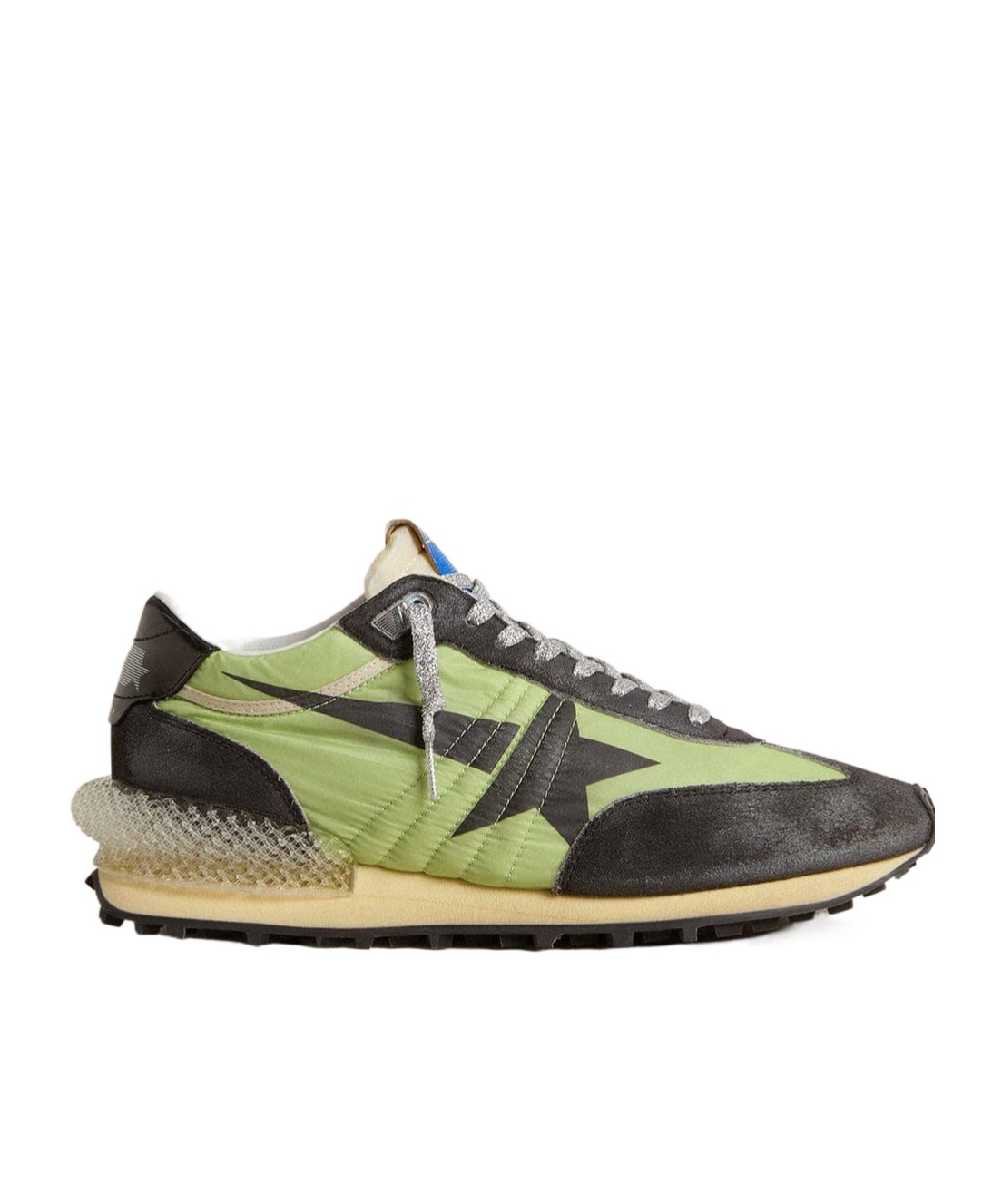 Golden Goose Womens Marathon With Green Nylon Upper And Black Star In Green