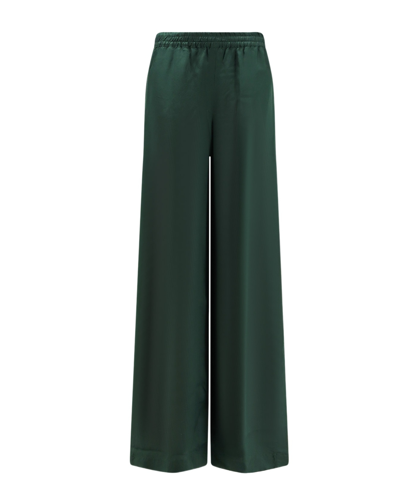 Aspesi Trousers Elastic Waistband Side Welt Pockets Wide Leg In Green