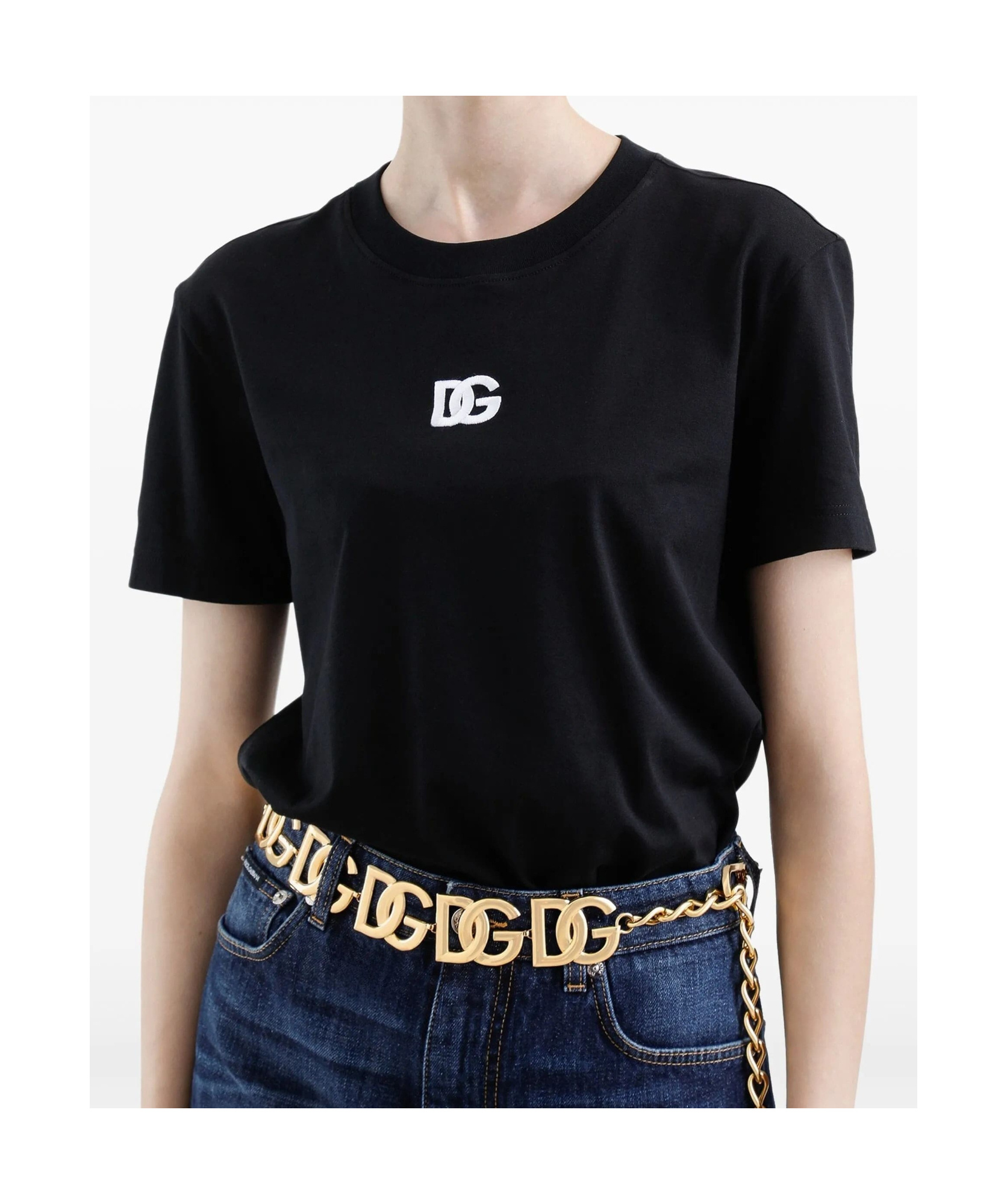 Dolce & Gabbana Jersey T-shirt With Dg Logo Embroidery In Black