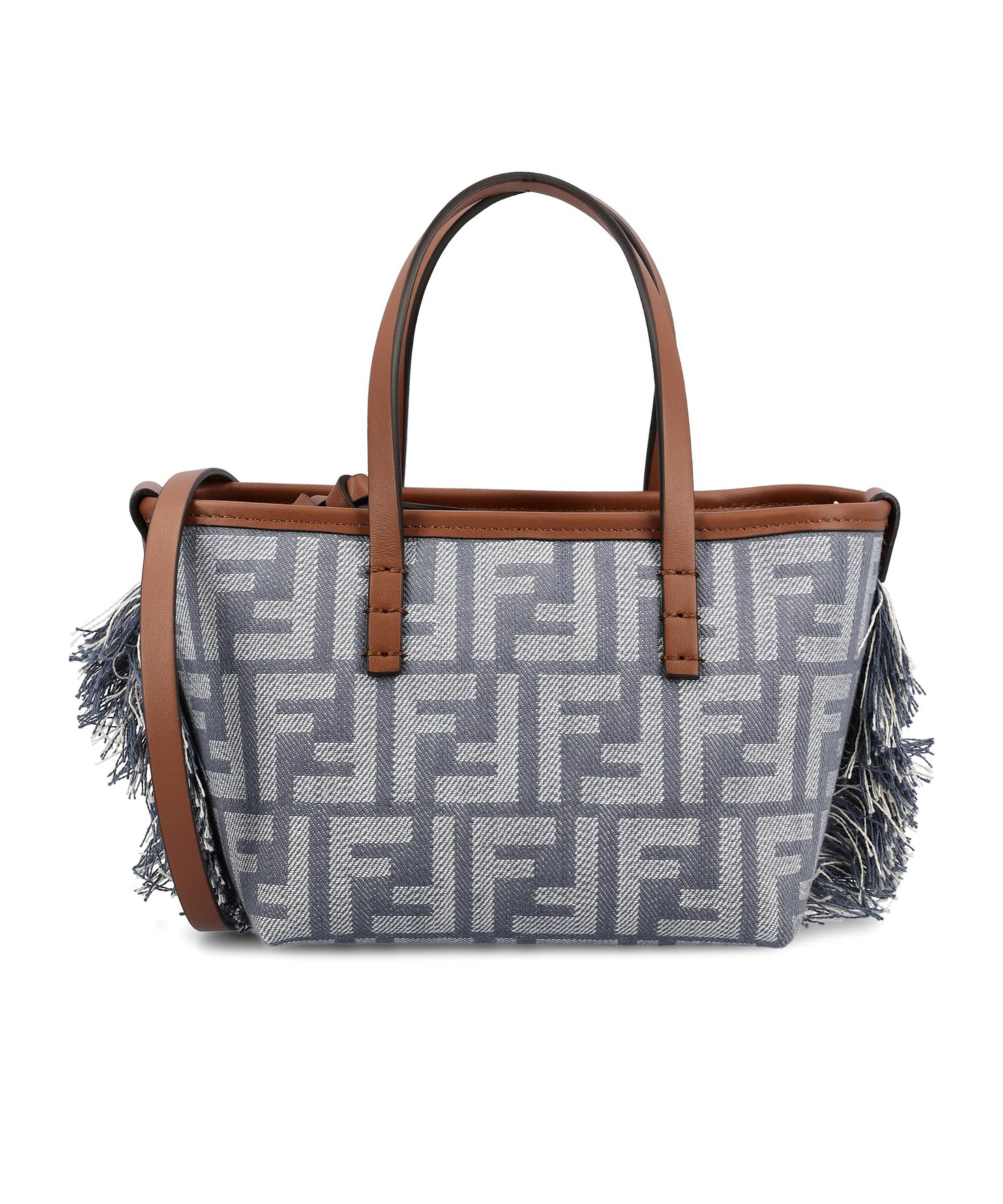 Fendi Chic Shoulder Bag With Fringe And Handles In Gray